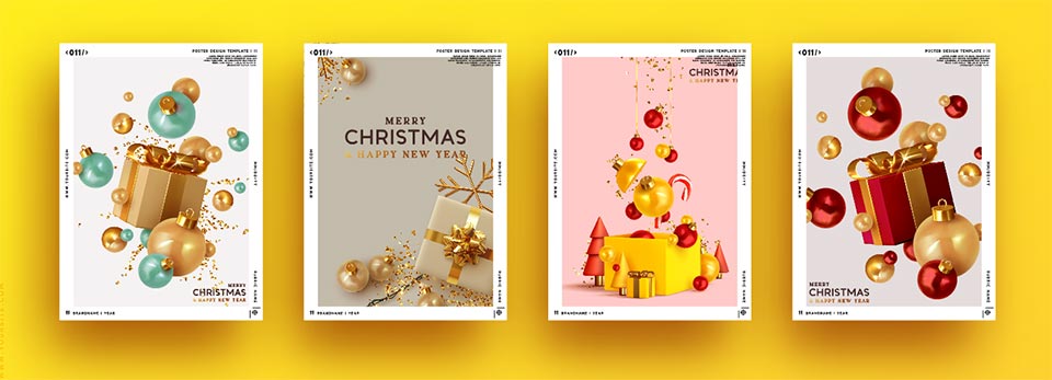 4 christmas card designs in a row